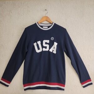 Octave Sweatshirt Mens L Navy USA Crewneck Long Sleeve Pullover Patch